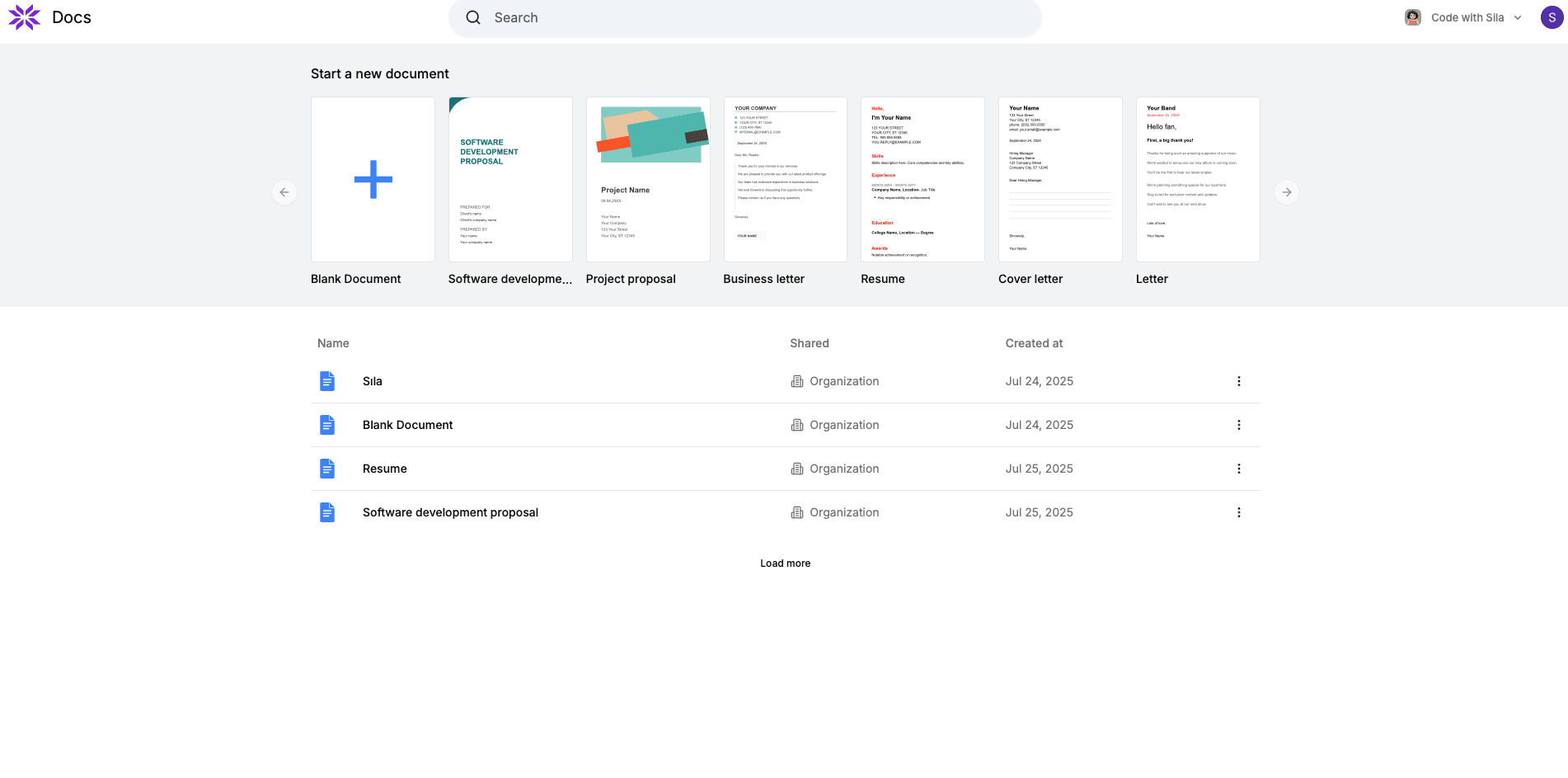 Google Docs Clone uygulaması ekran görüntüsü