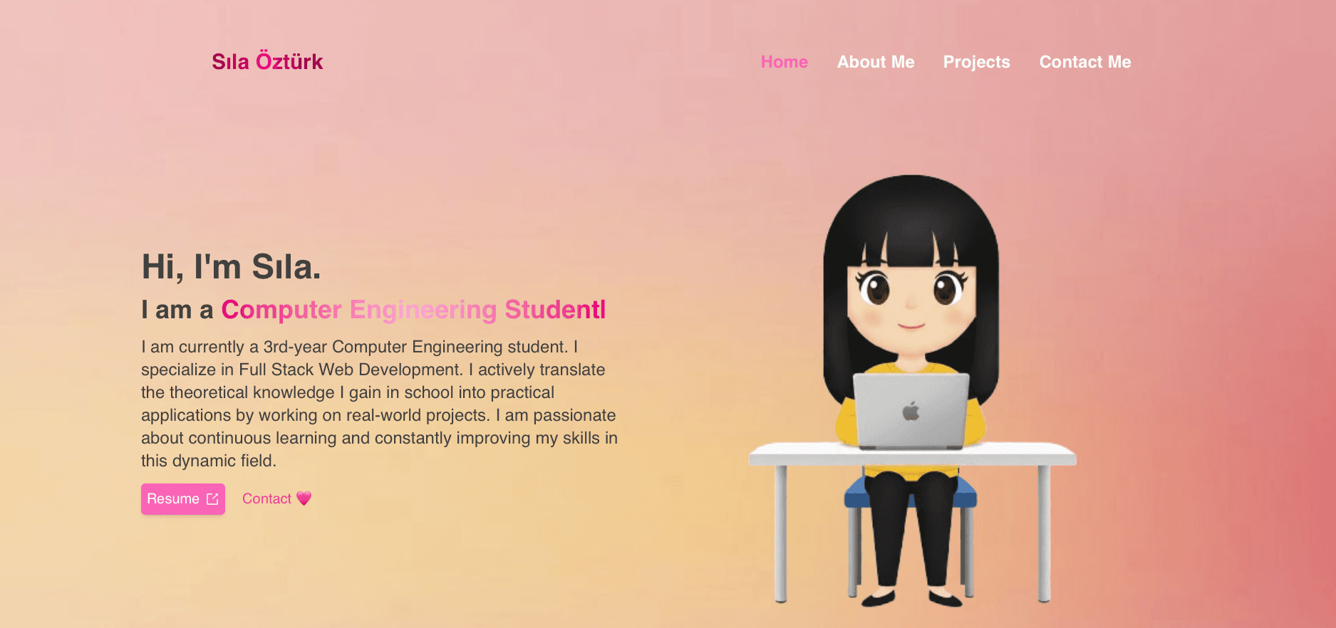 Kişisel portfolyo sitesi ekran görüntüsü